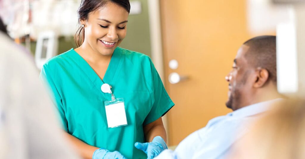 Nurse and patient during ICH treament