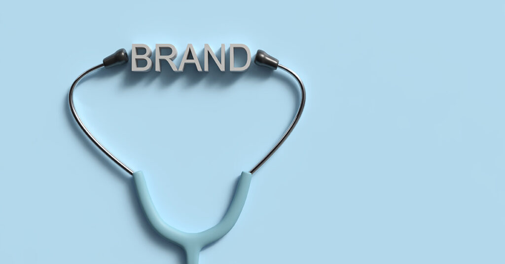 Stethoscope with healthcare branding in the middle