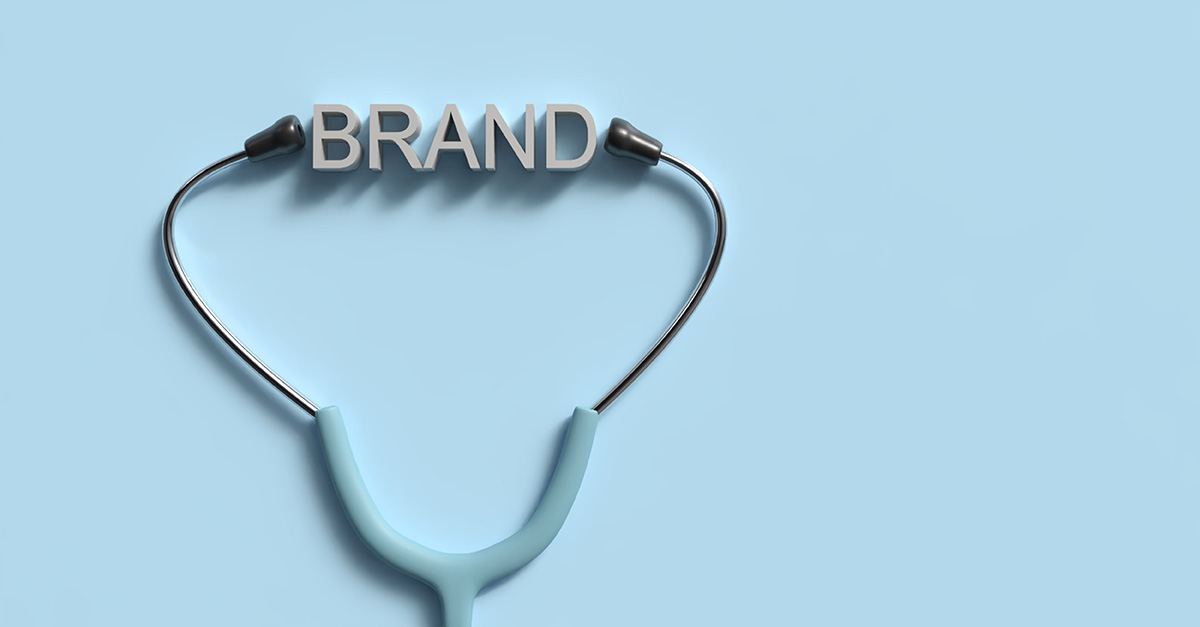 Stethoscope with healthcare branding in the middle